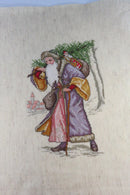 Medium Completed Old World Santa Victorian Style Needlepoint Canvas 14 1/2" x 11 product image for Just Stuff I Sell, clear front view, neutral background, original listing photo, optimized descriptive alt text, centered composition variant 4