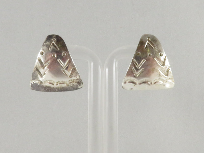 Sterling Silver Triangle Shaped Navajo Style Earrings Mexico Sterling TP-54