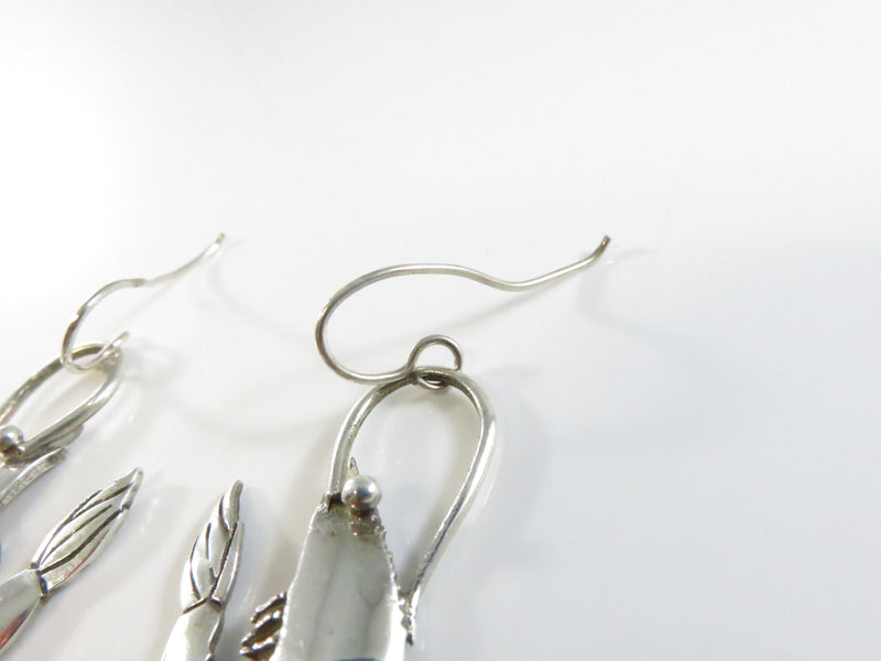 Sterling Silver Shrimp Earrings 925 French Wire Hooks - 1 5/8" Drop