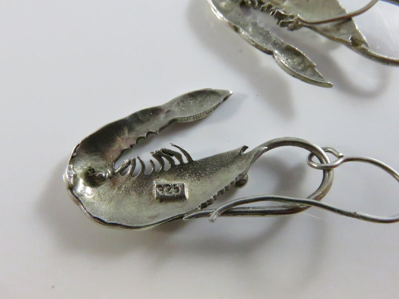 Sterling Silver Shrimp Earrings 925 French Wire Hooks - 1 5/8" Drop