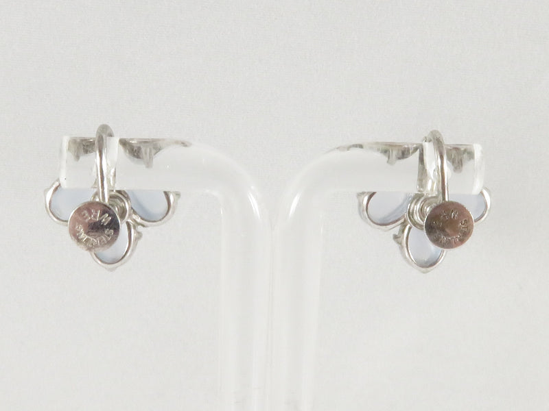 Vintage Sterling Silver Triple Cabochon Moonstone Earrings with Screw Backs