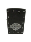 Harley-Davidson Stud Logo Matte Black Zippo Lighter with Original Tin - 2005 E Date Code — Silver — front view