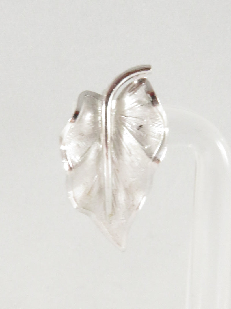 Danecraft Sterling Silver Leaf Screw Back Earrings - Polished & Acid Washed Fini