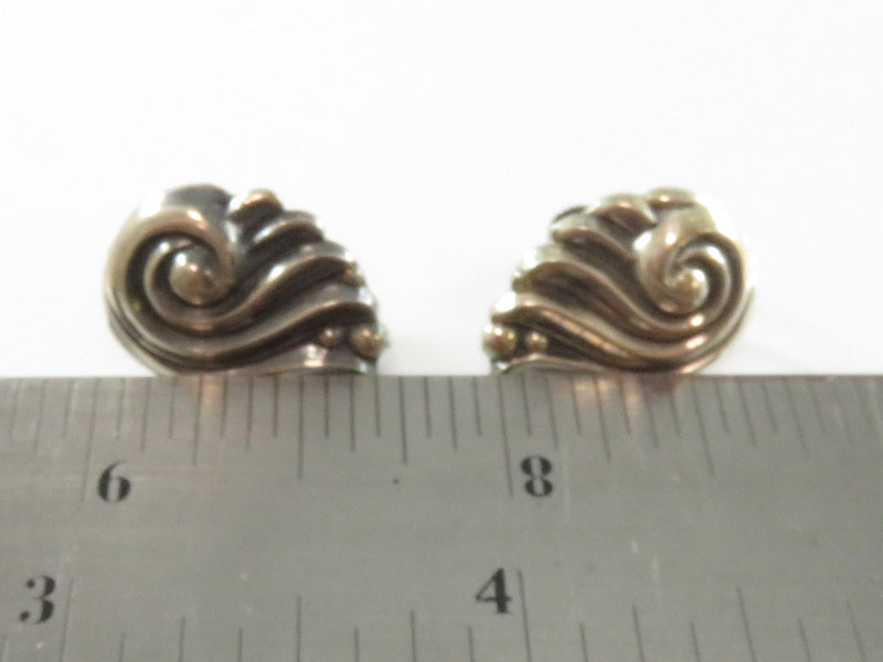 Vintage Sterling Silver Spiral Shell Screw Back Earrings A Symbol of Rebirth and