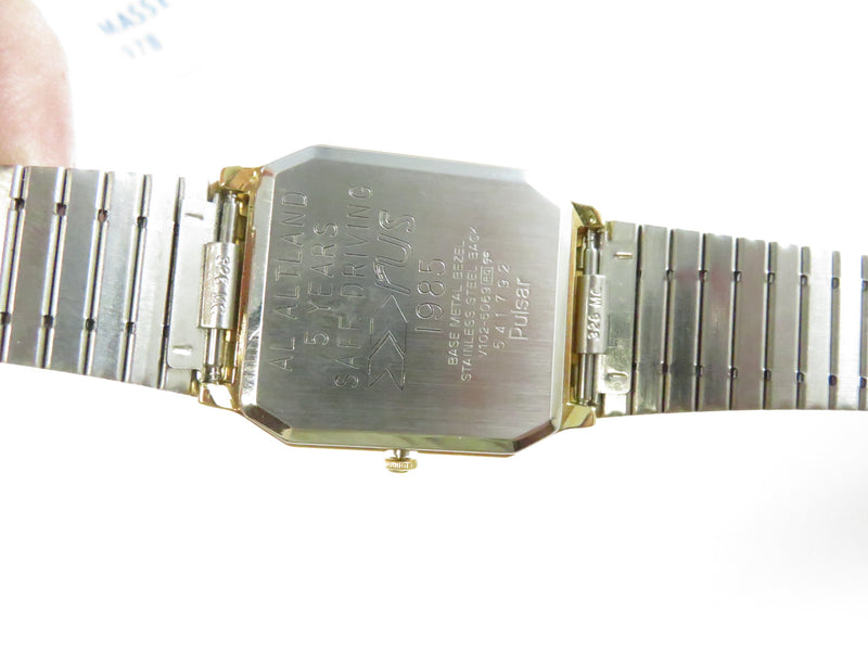 Vintage 1985 Pulsar 2001 Quartz Gold Tone Men’s Watch with Box - Model V102-5069
