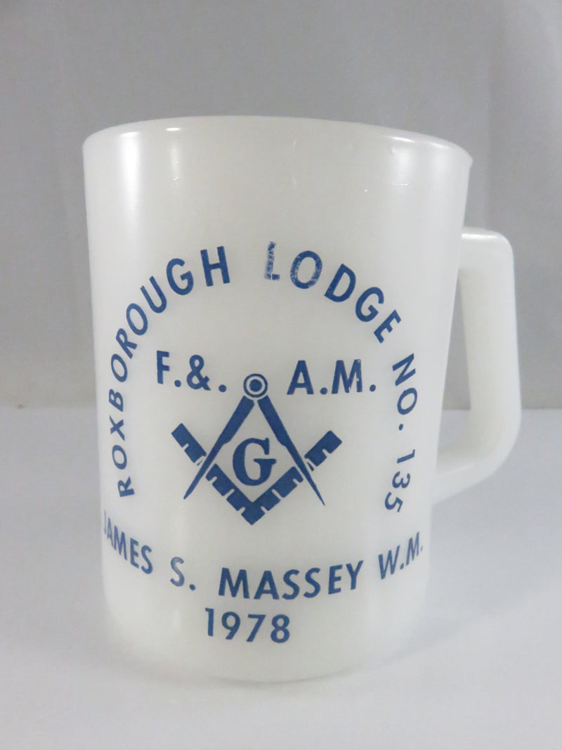 Palestine-Roxborough Lodge No. 135 Federal Glass milk glass mug – c. 1978 – masonic coffee mug