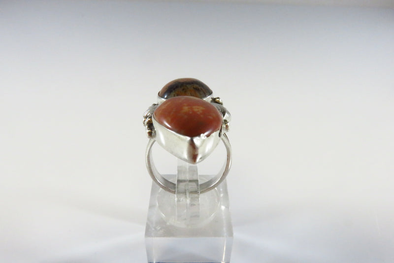 Navajo Sterling Silver Petrified Wood Finger Ring Alvin Yellowhorse Sz 6