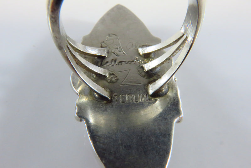 Navajo Sterling Silver Petrified Wood Finger Ring Alvin Yellowhorse Sz 6