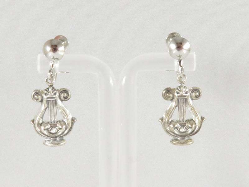 Sterling Lyre Dangle Screw Back Earrings: A Timeless Symbol of Music and Beauty