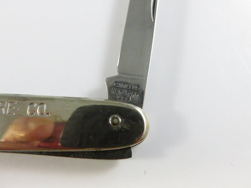 Vintage 1960 Camillus Monroe Hardware Co. 2-Blade Pin Knife Silver Tone - 3 1/8"