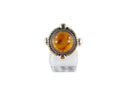 Vintage Amber Ring Round Bezel Set Twisted Wire and Ball Accented Design Sz 5.5 — Jewelry & Watches:Fine Jewelry:Fine Rings:P