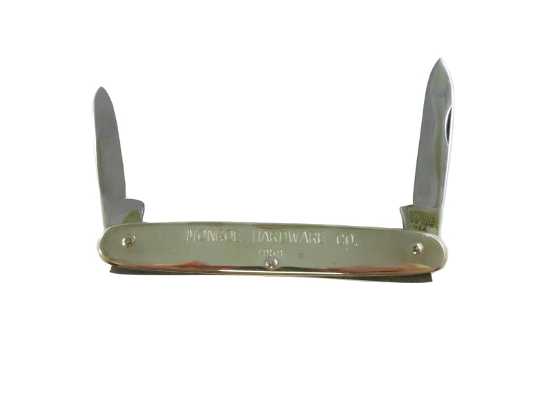 1959 Camillus Monroe Hardware Co. pen knife with dual blades - vintage pocket tool — Silver — front view
