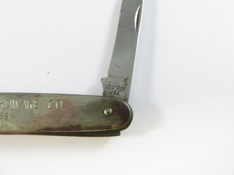 1958 Camillus Monroe Hardware Co. pen knife with 2 blades - rusted vintage pocket knife