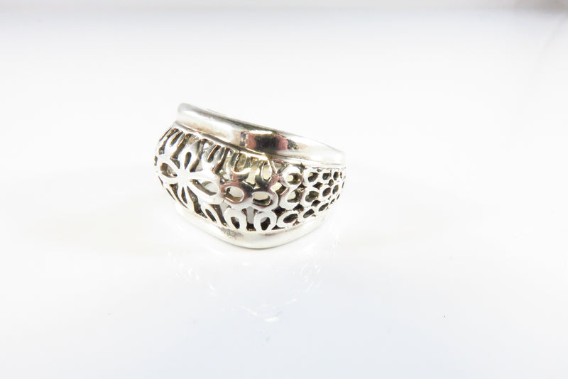 Pierced Sterling Silver Designer Style Finger Ring Pre-owned Size 6 1/2