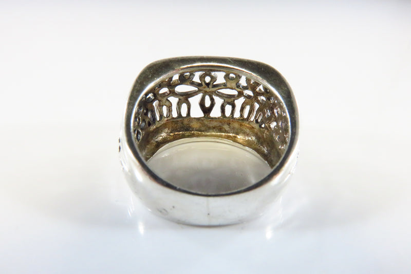 Pierced Sterling Silver Designer Style Finger Ring Pre-owned Size 6 1/2