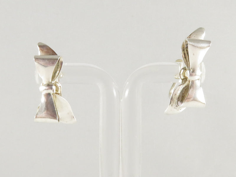 Sterling Silver Bow Earrings with Screw Backs