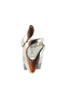 Swirling Fancy Sterling Silver Statement Finger Ring Size 7 — Sterling Silver, Silver — front view