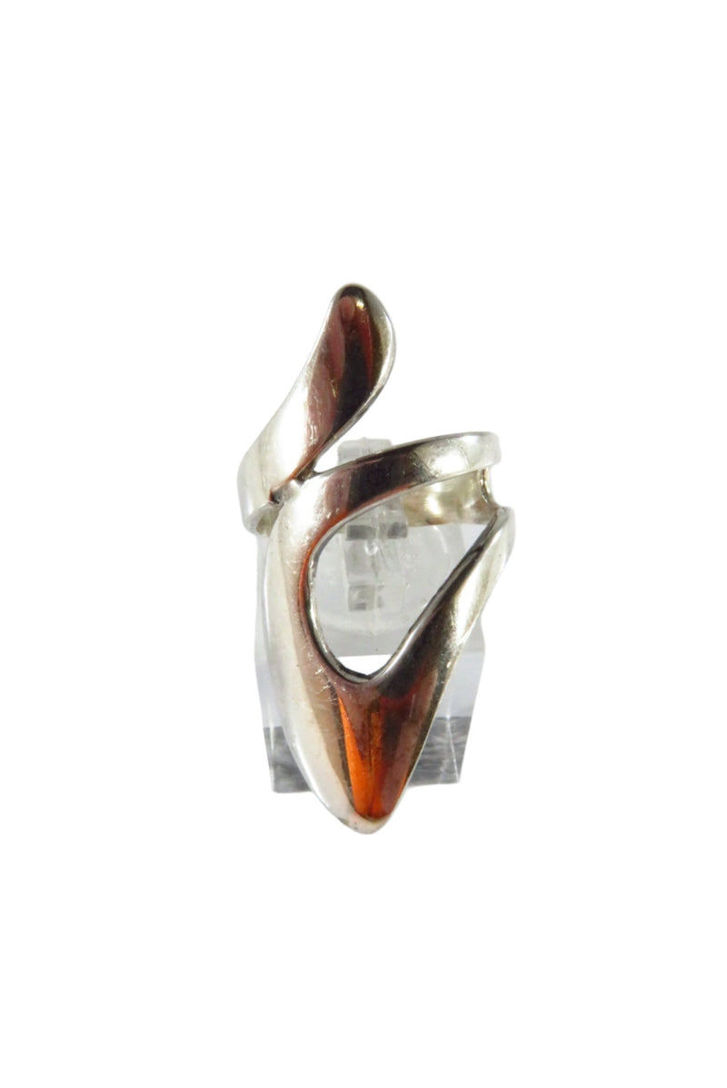 Swirling Fancy Sterling Silver Statement Finger Ring