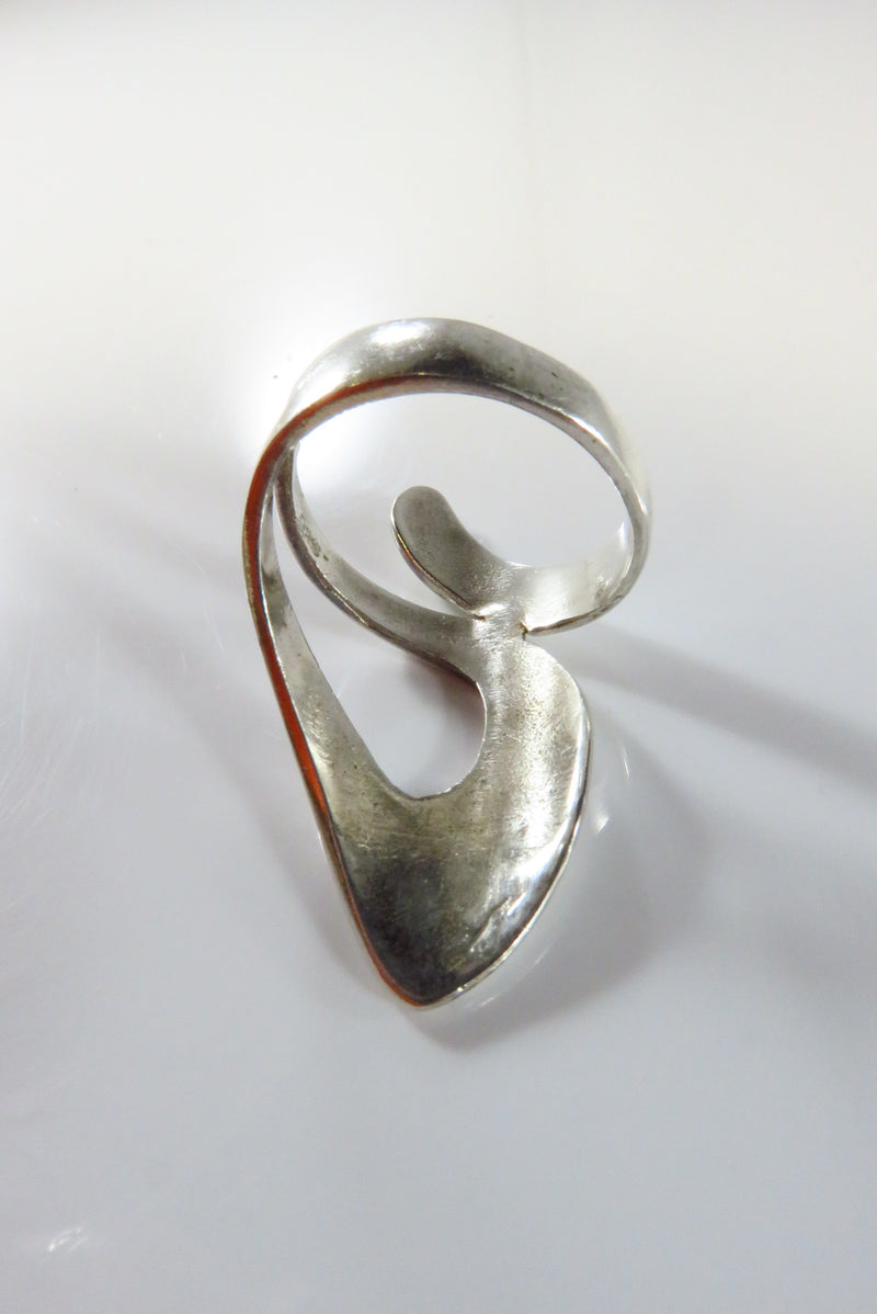 Swirling Fancy Sterling Silver Statement Finger Ring Size 7