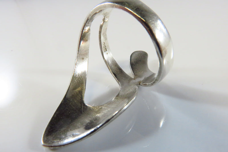 Swirling Fancy Sterling Silver Statement Finger Ring Size 7