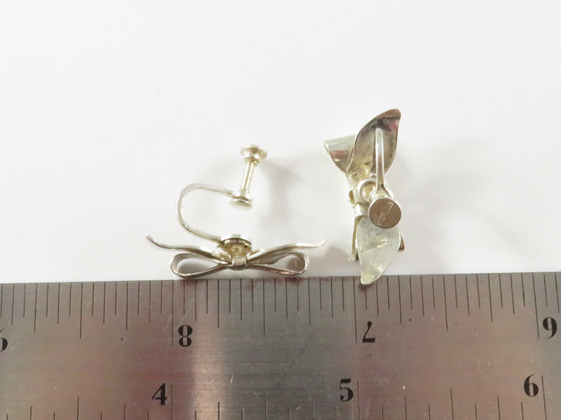 Sterling Silver Bow Earrings with Screw Backs