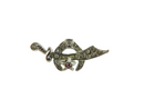 Shriners Sword Star Crescent Moon Lapel Brooch with Faux Stones - 1" — Silver — front view