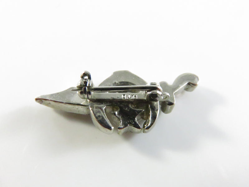 Shriners Sword Star Crescent Moon Lapel Brooch with Faux Stones - 1"