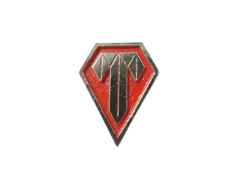 Red Enamel Letter T Logo Collectible Pinback Lapel Pin - 1" High — Silver, Enamel — front view