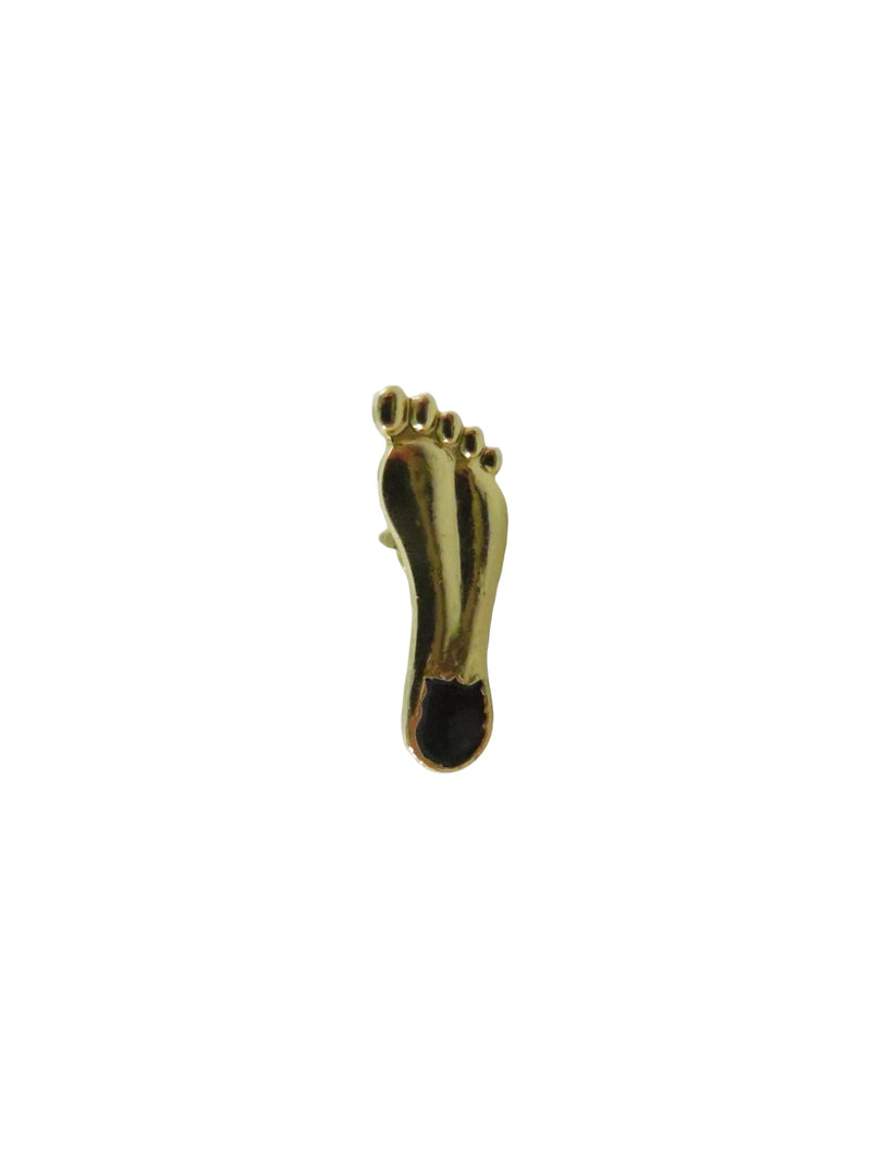 Tar Heel Gold Tone Foot Pinback with Black Enamel Heel - 3/4"