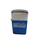 Vintage Park Lighter Paul's Model R.R. Shop Blue Silver Slim Lighter — Silver, Enamel — front view
