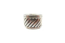 Vintage Sterling Cigar Cable Ring 14.5mm Tapered Cigar Band Ring Size 7 — Sterling Silver, Silver — front view