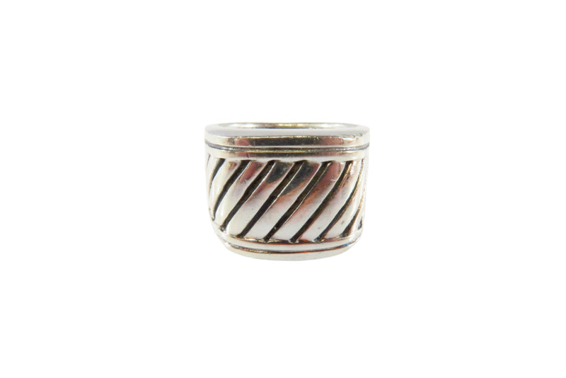 Vintage Sterling Cigar Cable Ring 14.5mm Tapered Cigar Band Ring Size 7