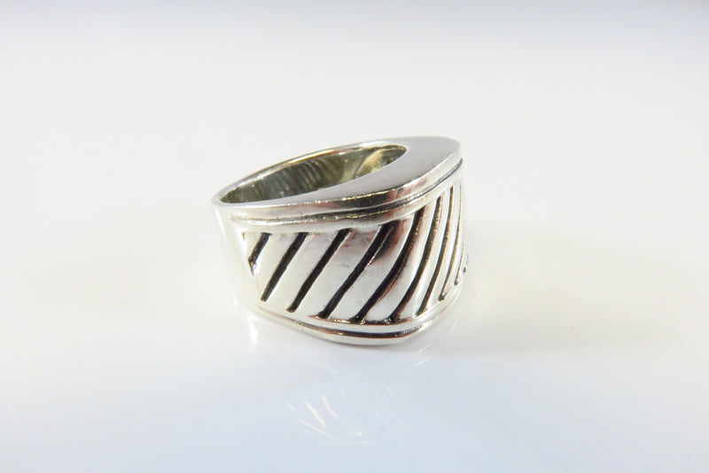 Vintage Sterling Cigar Cable Ring 14.5mm Tapered Cigar Band Ring Size 7