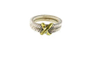 Unisex Sterling Twisted Rope Gilded X Double Band Ring 925 Mexico Size 7.5 — Sterling Silver, Silver — front view