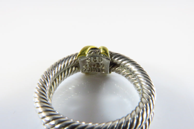 Unisex Sterling Twisted Rope Gilded X Double Band Ring 925 Mexico Size 7.5