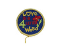 Love Is A 4 Letter Word retro hippie sew on patch - 2 7/8" — front view