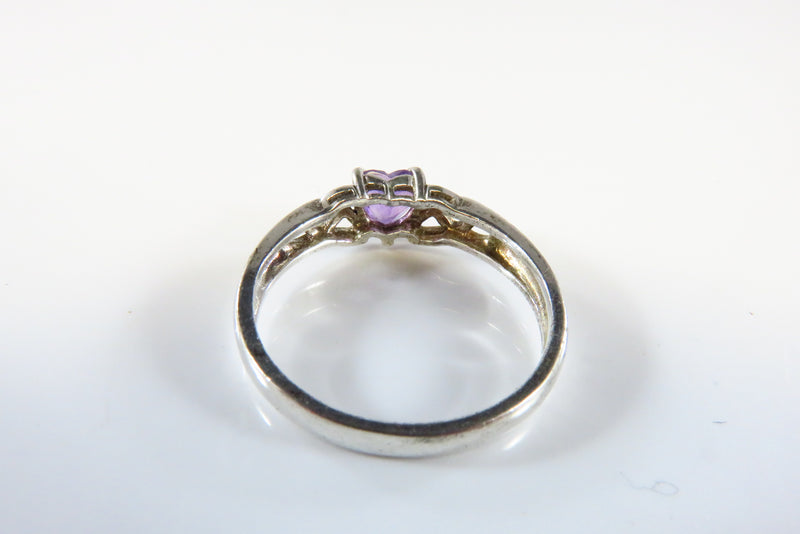 Celtic Trinity Knot with Heart Amethyst Sterling Silver Ring Size 6.75