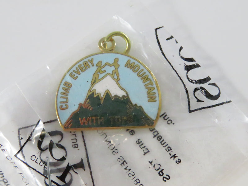 Vintage Climb Every Mountain TOPS Club Enamel Charm Pendant NOS