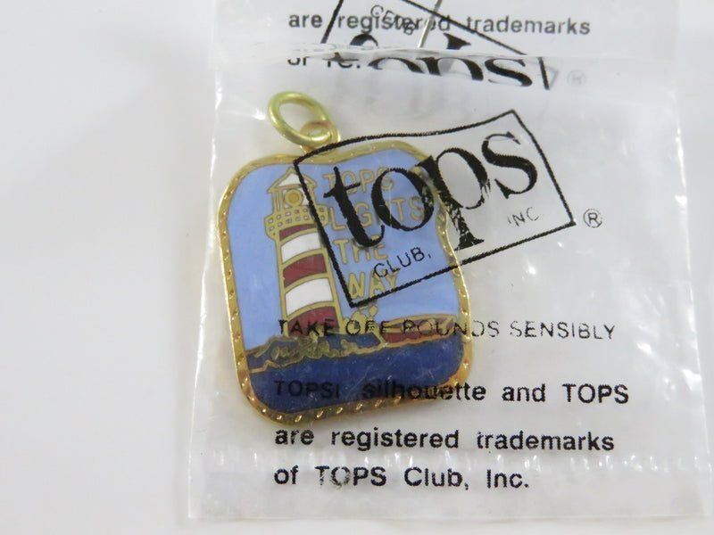 Vintage TOPS Lights The Way Enamel Charm Pendant Brass-Tone NOS