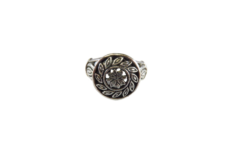 Pierced Flower & Leaf Ring Vintage Sterling Silver Celtic Style Size 5 1/2