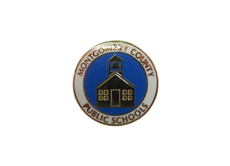 Montgomery County Public Schools Collectible Pinback Lapel Pin — Gold, Enamel — front view