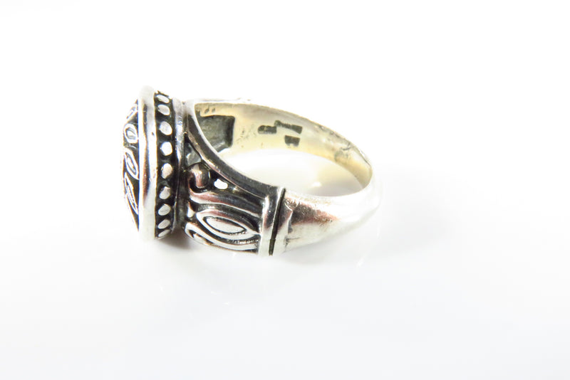 Pierced Flower & Leaf Ring Vintage Sterling Silver Celtic Style Size 5 1/2