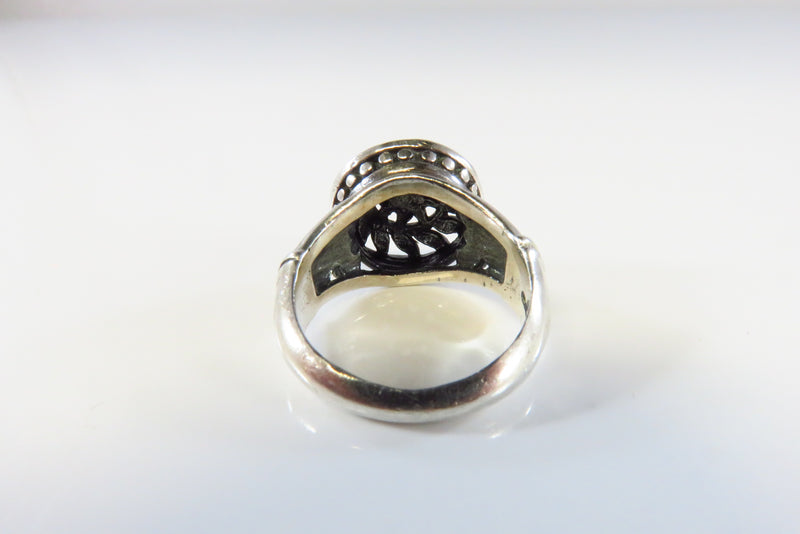 Pierced Flower & Leaf Ring Vintage Sterling Silver Celtic Style Size 5 1/2