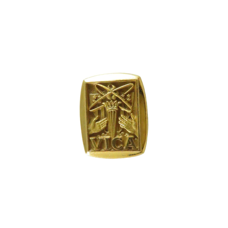 VICA Vocational Industrial Clubs of America pinback lapel pin, gold tone emblem