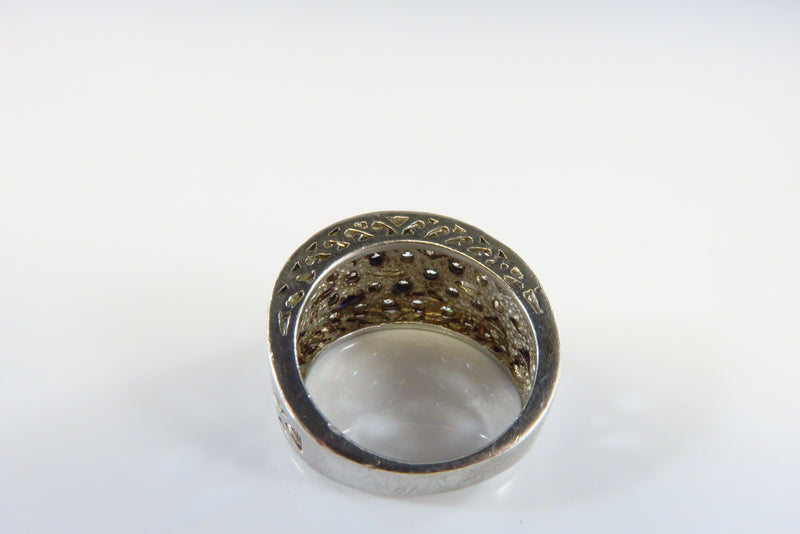 White Stone Pierced Setting Sterling Silver Fashion Band Ring Size 5