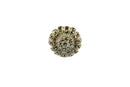 Antique Style Round Flower Form Marcasite Ring Solid Back Sterling Silver Size 4 — Sterling Silver, Silver — front view