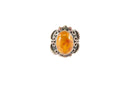 Baltic Amber Ring Oval Swirling Plaque Style Fancy Ring Setting Design Sz 7.5 — Jewelry & Watches:Fine Jewelry:Fine Rings:Pre