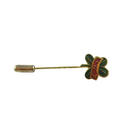 Vintage Harrah’s Casino Clover Stick Pin Gold Tone Green Enamel - Approx. 2 1/2" — Gold, Enamel — front view