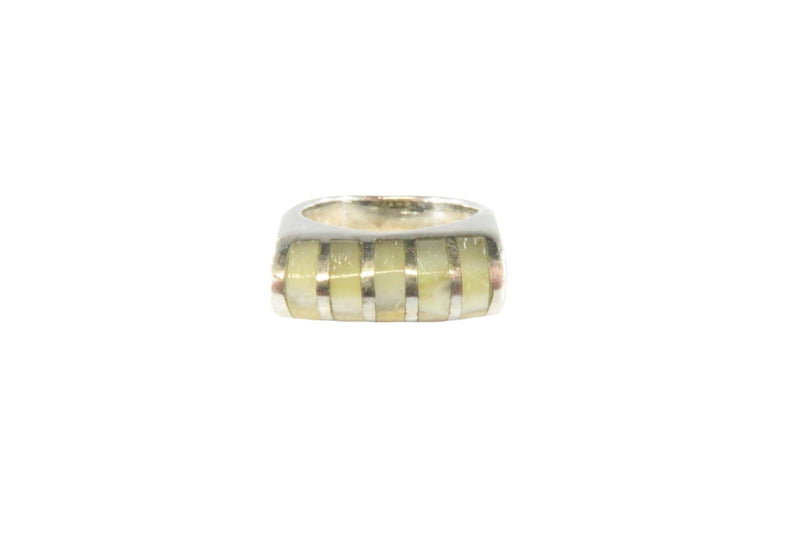 Domed Inlaid Mother of Pearl Cocktail Ring