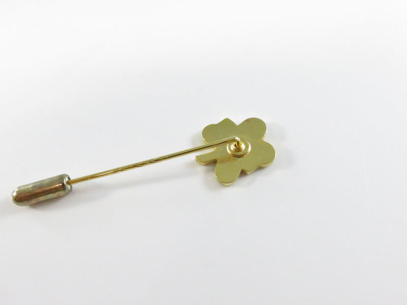 Vintage Harrah’s Casino Clover Stick Pin Gold Tone Green Enamel - Approx. 2 1/2"